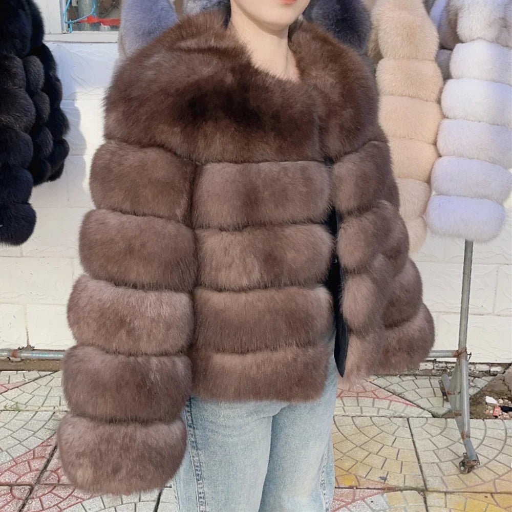Damen Kurzjacke aus Kunstpelz, Winter Warmes Plüschjacke, Langarm Felljacke