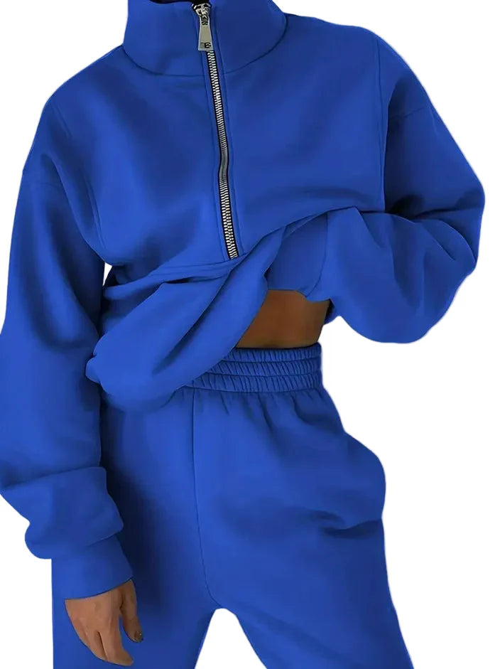 Damen Freizeit Trainingsanzug mit Reißverschluss – Bequemer Zweiteiler für Alltag und Sport