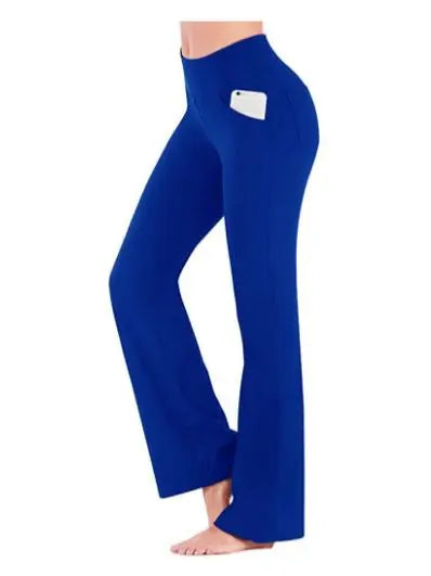 Damen Bootcut Hose mit hohem Bund und Taschen für Sport & Freizeit