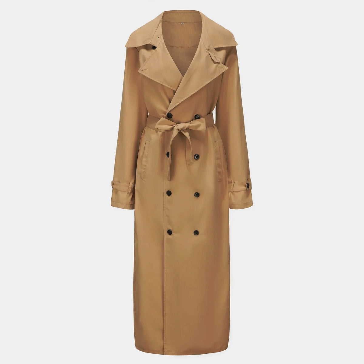 Herren Trenchcoat Lang Zweireiher mit Gürtel, Klassischer Herrenmantel für Frühling & Herbst