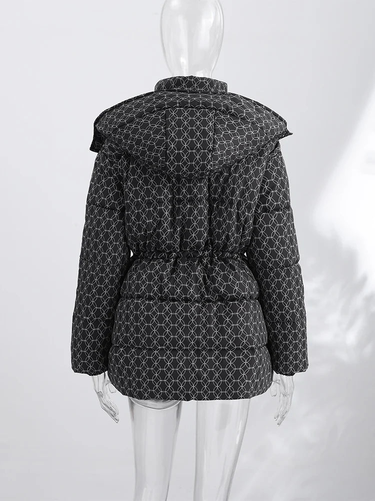 Damen Steppjacke mit Kapuze und Kordelzug, gepolstert, versch. Muster