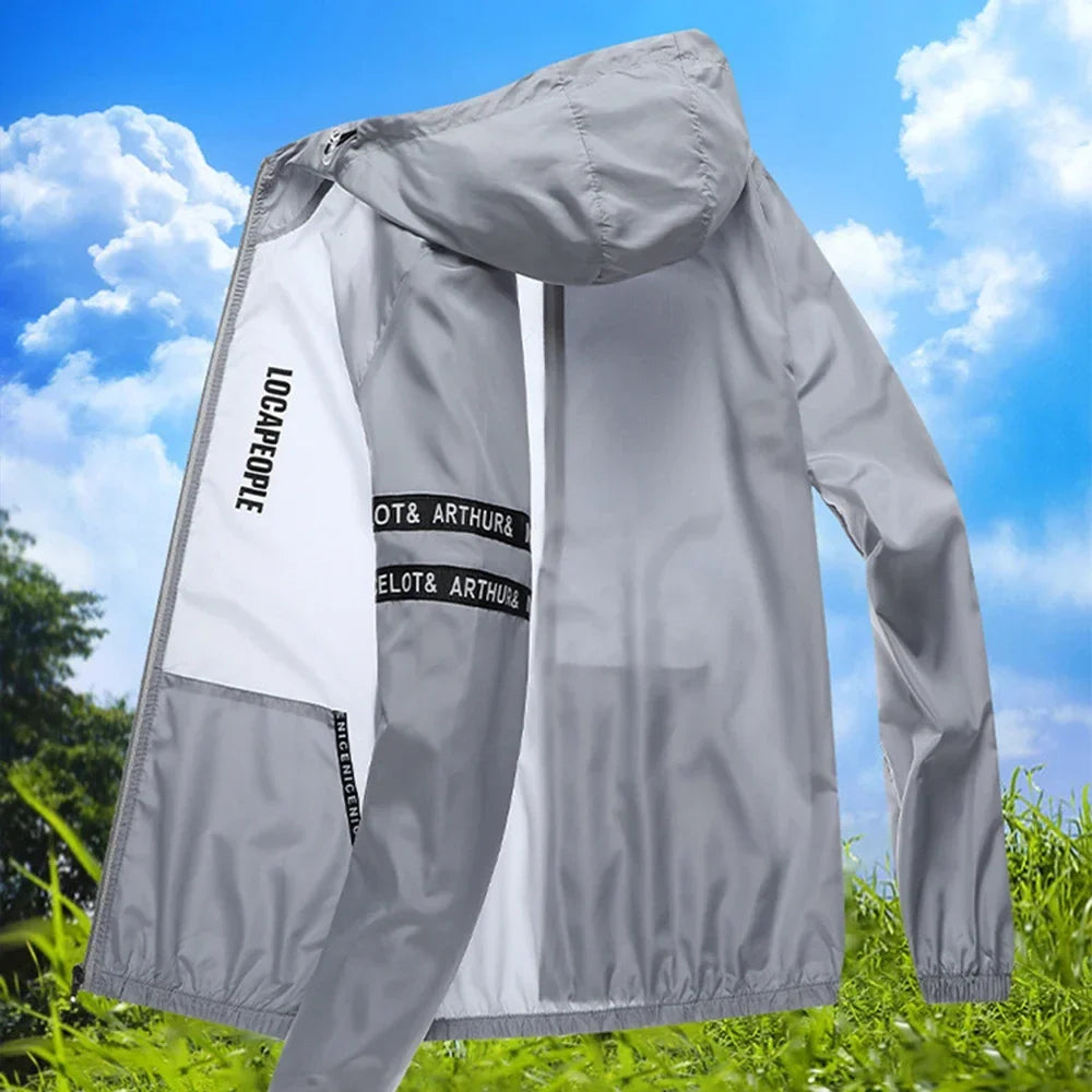 Unisex Windjacke leicht mit Kapuze & Reißverschluss, dünn, wetterfest