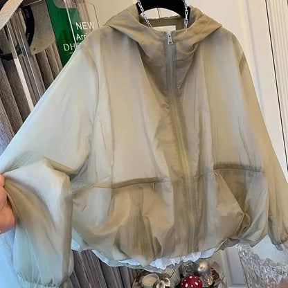 Damen Leichte Windbreaker Jacke mit Kapuze und Reißverschluss Rosa