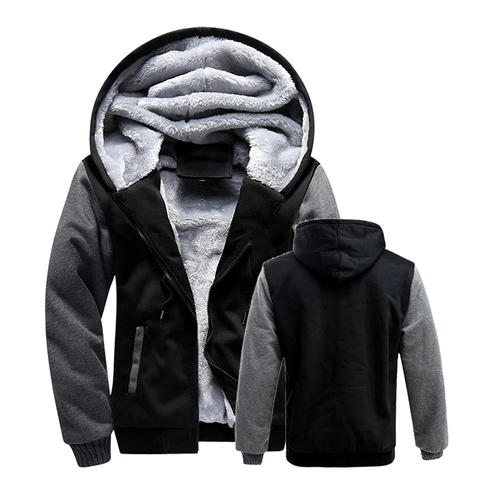 Herren Kapuzenjacke mit Teddyfutter Reißverschluss