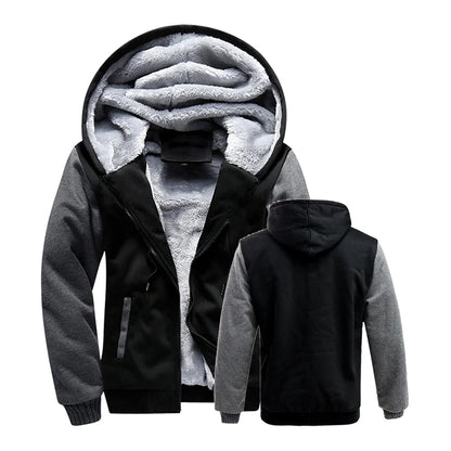 Herren Kapuzenjacke mit Teddyfutter Reißverschluss