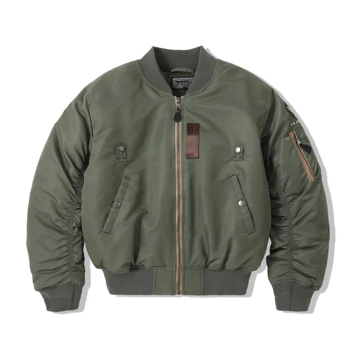 Herren Bomberjacke Militär-Stil mit Ärmeltasche Khakigrün