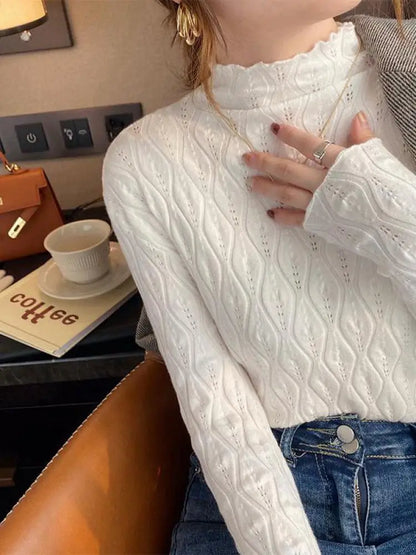 Damen Rollkragenpullover mit Rautenmuster, Langarm, schmal geschnitten