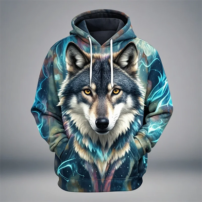 Hoodie Unisex Löwenkopf-Print mit Kapuze Kängurutasche