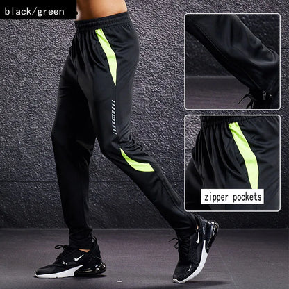 Herren Sport Trainingshose Schwarz mit Farbstreifen Jogginghose Elastischer Bund Reißverschlusstaschen