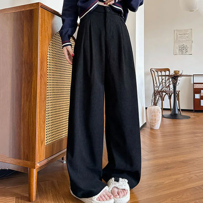 Damen Cordhose Weites Bein Hoher Bund Winter Hose mit oder ohne Fleecefutter