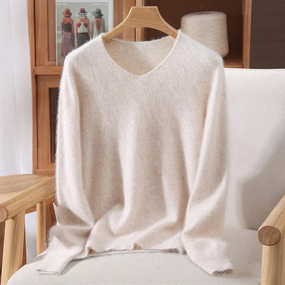 Damen Pullover V-Ausschnitt Langarm Weiches Material