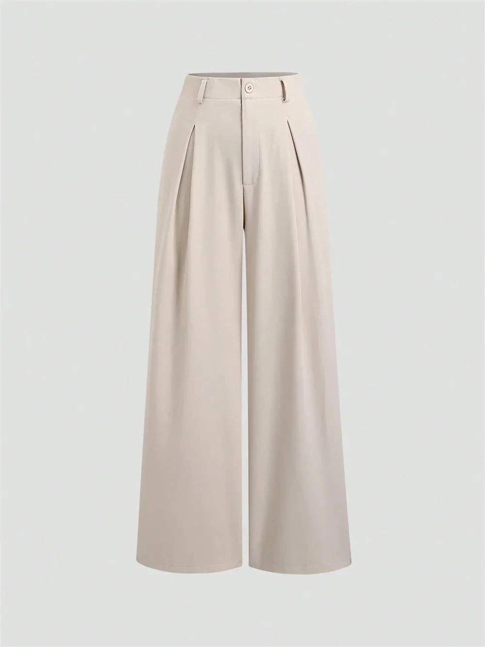 Damen Marlenehose mit weitem Bein, hoher Taille und Falten