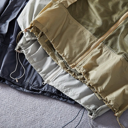 Leichte Kapuzenjacke Unisex mit Reißverschluss und Netzeinsätzen, Windbreaker