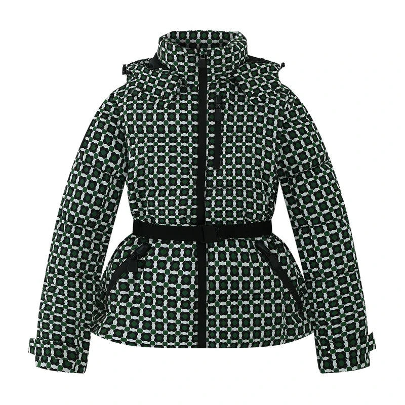 Damen Steppjacke mit Kapuze und Gürtel, glänzend, in verschiedenen Farben