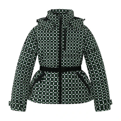 Damen Steppjacke mit Kapuze und Gürtel, glänzend, in verschiedenen Farben