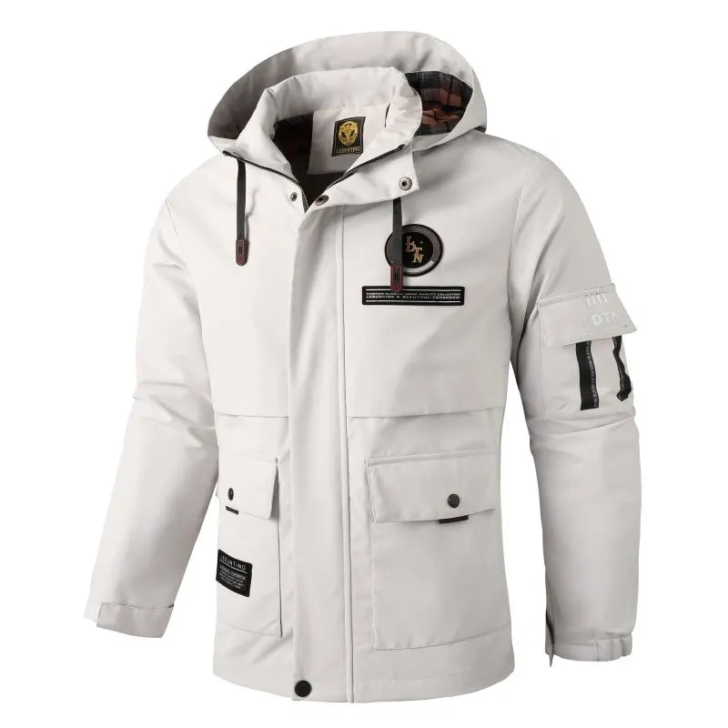 Herren Jacke mit Kapuze & Mehreren Taschen - Casual Windjacke