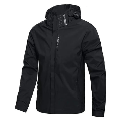 Herren Outdoor Jacke mit Kapuze & Reißverschluss – Schwarz
