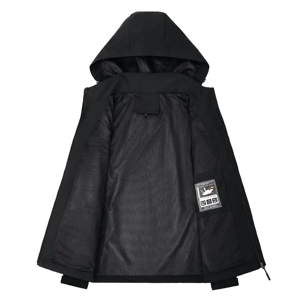 Herren Outdoor Jacke mit Kapuze & Reißverschluss – Schwarz