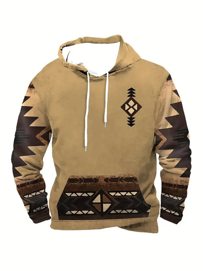 Herren Hoodie mit Hirsch-Motiv und Muster Ärmeln