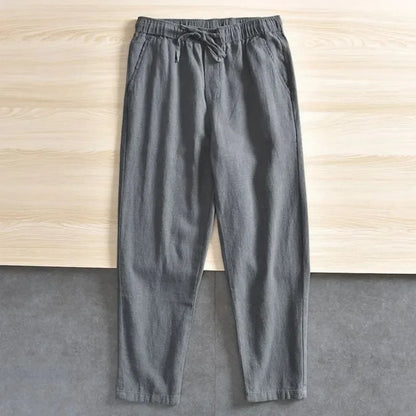 Leichte Hose aus Leinenstoff mit elastischem Bund – Weiß