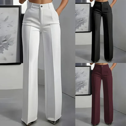 Damen Palazzo Hose Elegant Hoher Bund Weites Bein Business