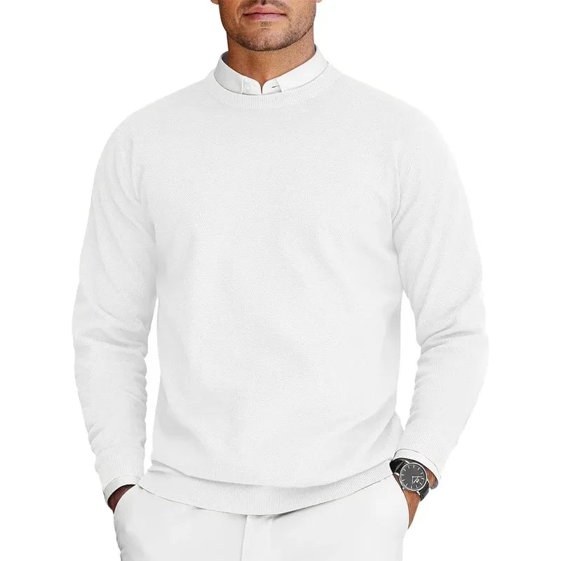 Herren Rundhals Pullover Langarm Feinstrick
