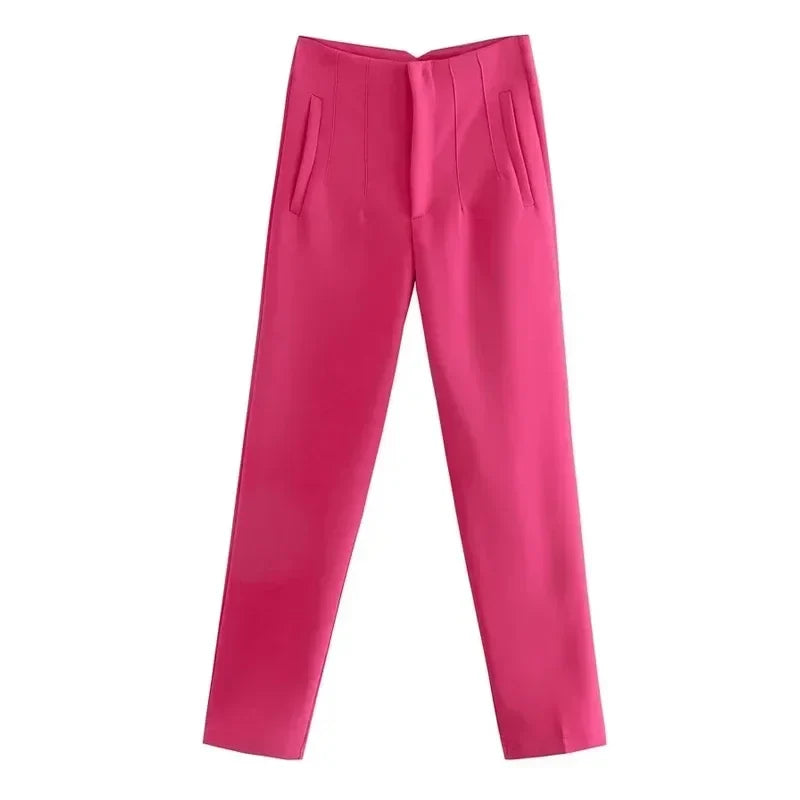 Damen High-Waist Hose Business Elegant Knöchellang