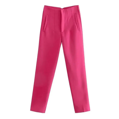 Damen High-Waist Hose Business Elegant Knöchellang