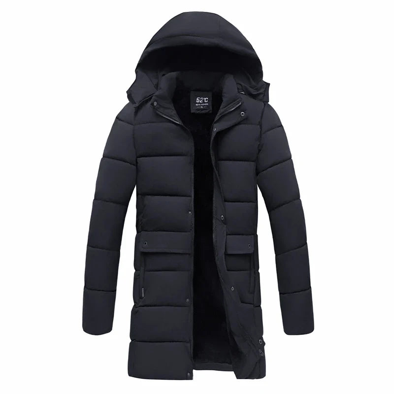 Langer Herren Winterparka mit Kapuze - Gepolsterte Winterjacke