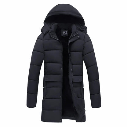 Langer Herren Winterparka mit Kapuze - Gepolsterte Winterjacke