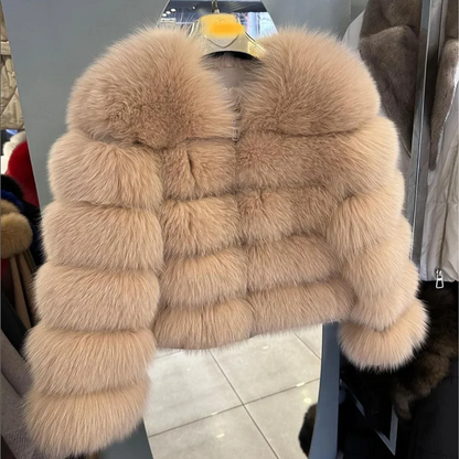 Damen Kurzjacke aus Kunstpelz, Winter Warmes Plüschjacke, Langarm Felljacke
