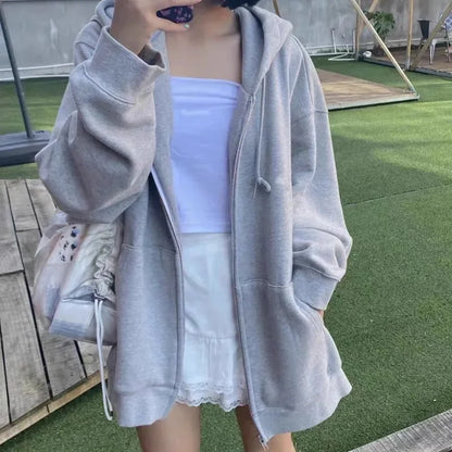 Unisex Oversize Kapuzenjacke mit Reißverschluss – Bequemer Kapuzenpullover mit Bauchtasche