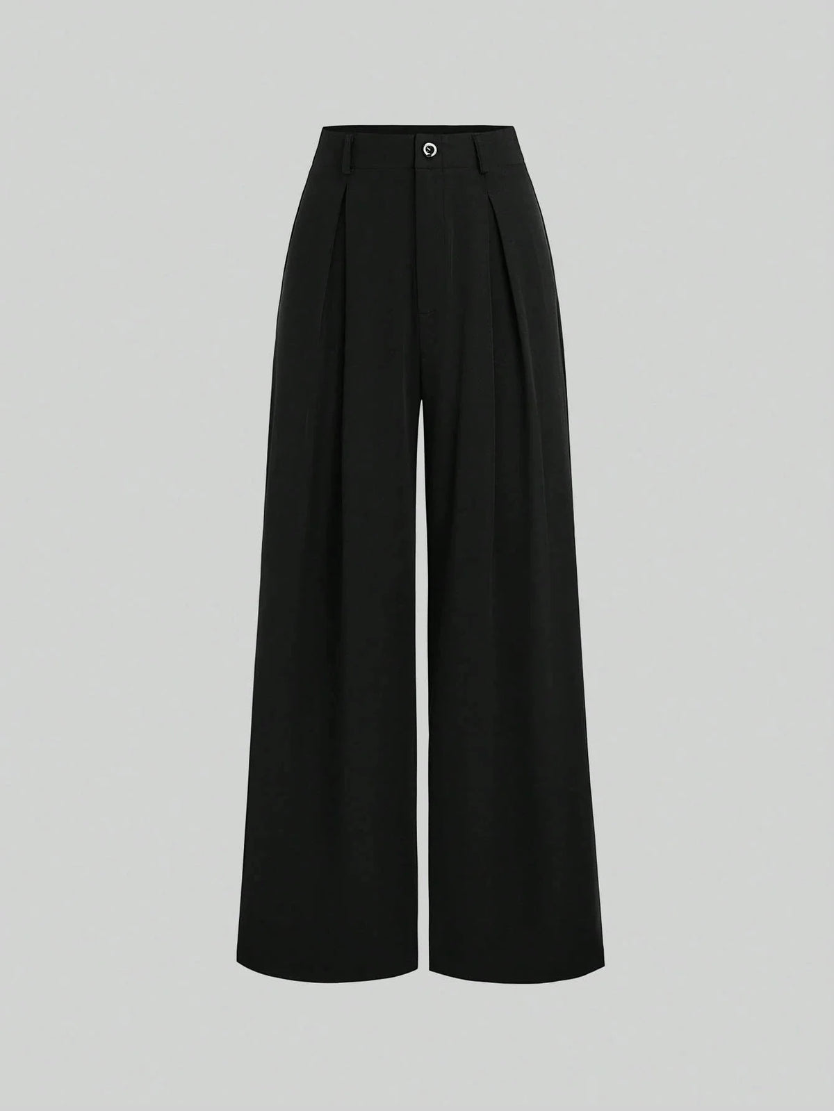 Damen Marlenehose mit weitem Bein, hoher Taille und Falten