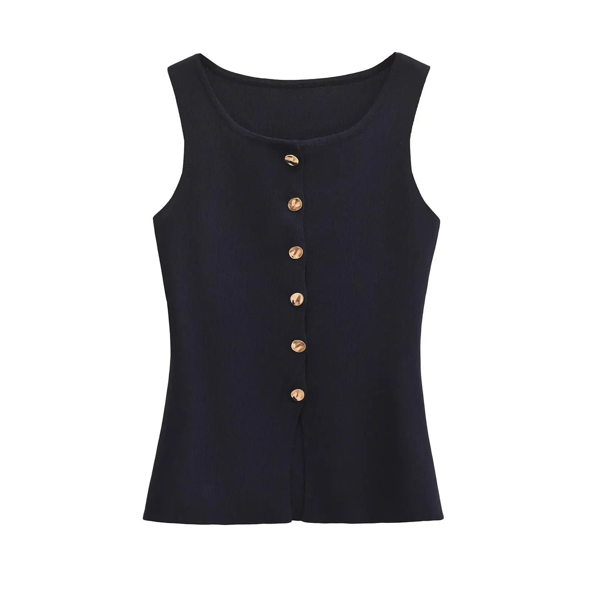 Ärmelloses Damen Top mit Knöpfen - Schwarz oder Weiß