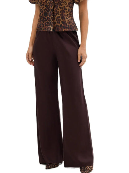 Damen Satin Hose Weites Bein – Dunkelgrün
