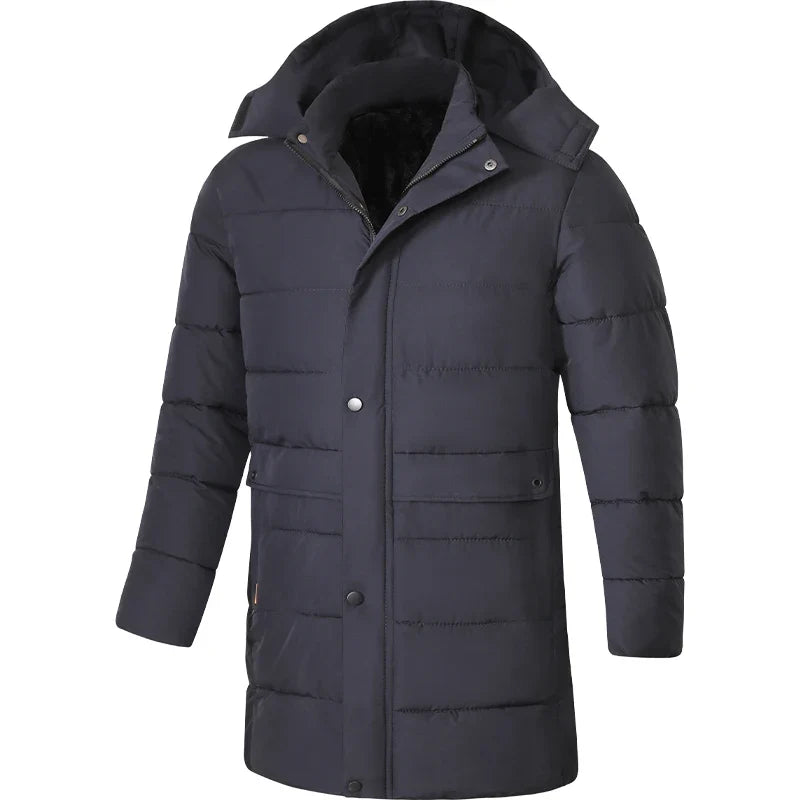Langer Herren Winterparka mit Kapuze - Gepolsterte Winterjacke