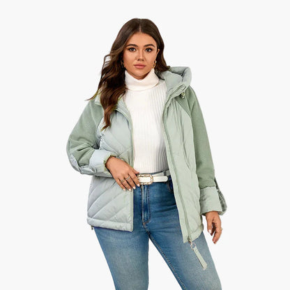 Damen Steppjacke mit Kapuze und modischem Oversize-Schnitt – Trendige Übergangsjacke für Herbst und Winter