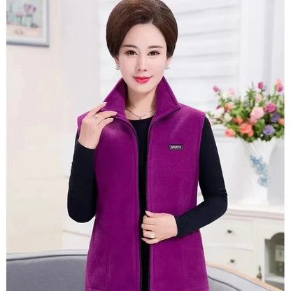 Fleece Weste mit Reißverschluss Stehkragen für Damen