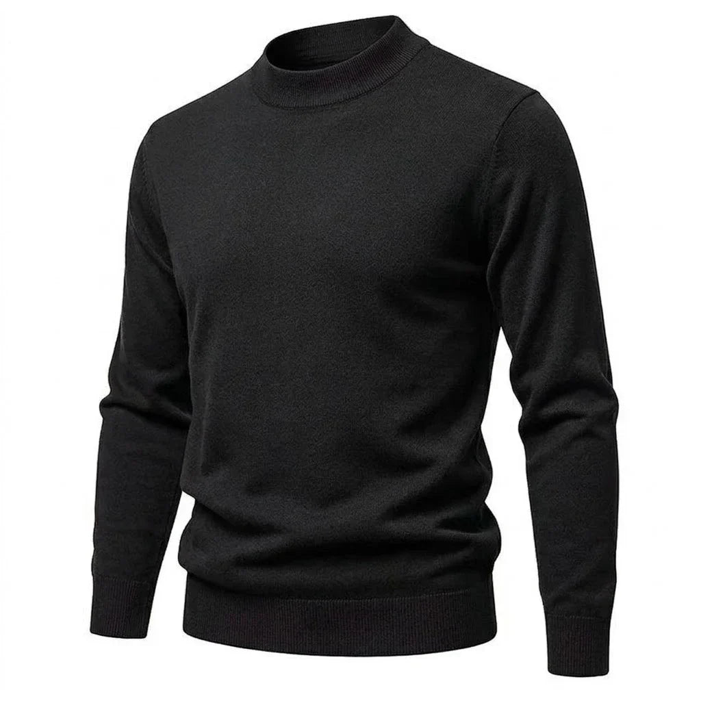 Herren Mock-Neck Pullover Langarm Basic