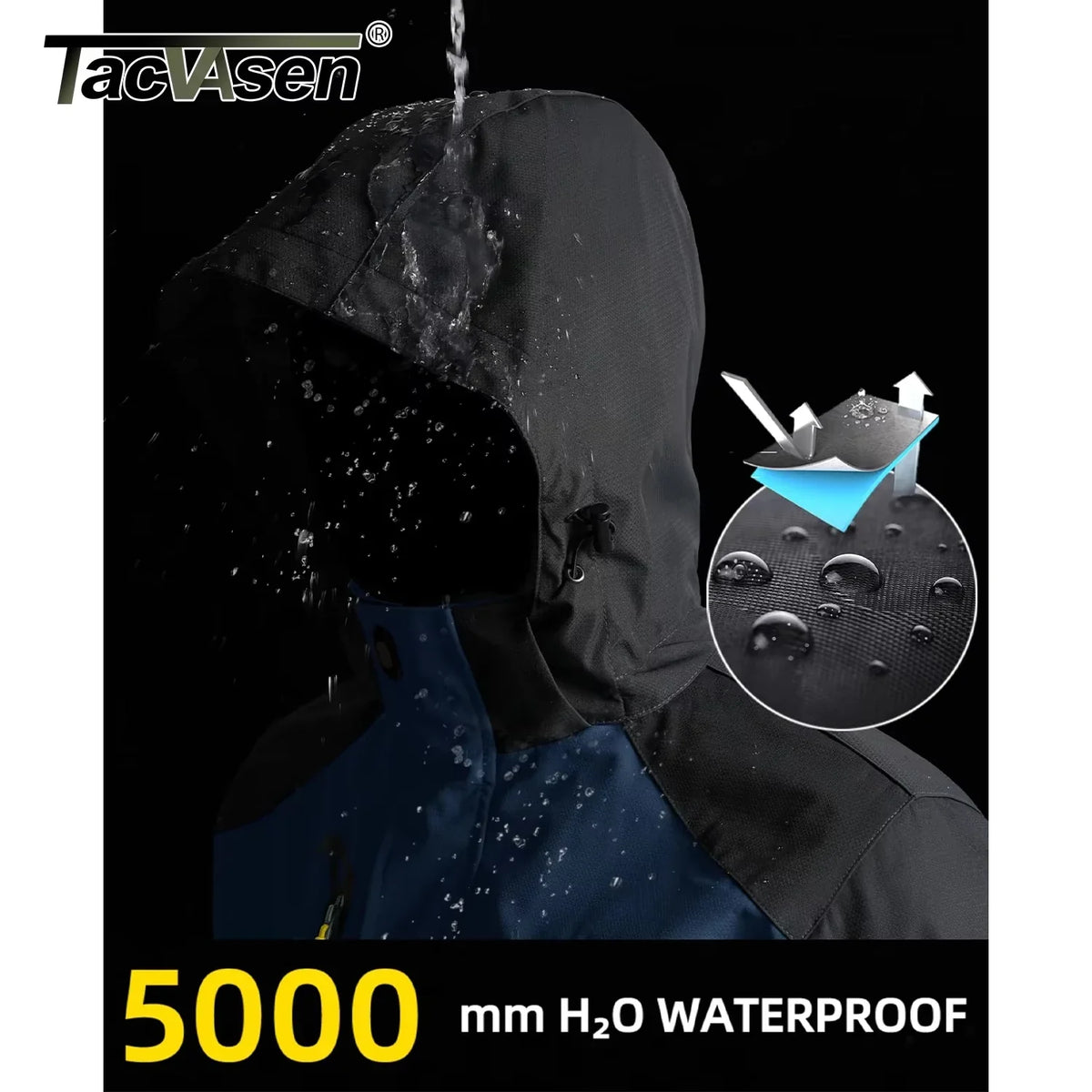Outdoor Jacke Herren Wasserdicht Atmungsaktiv mit Kapuze und Reißverschlusstaschen