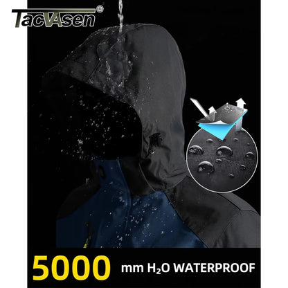 Outdoor Jacke Herren Wasserdicht Atmungsaktiv mit Kapuze und Reißverschlusstaschen