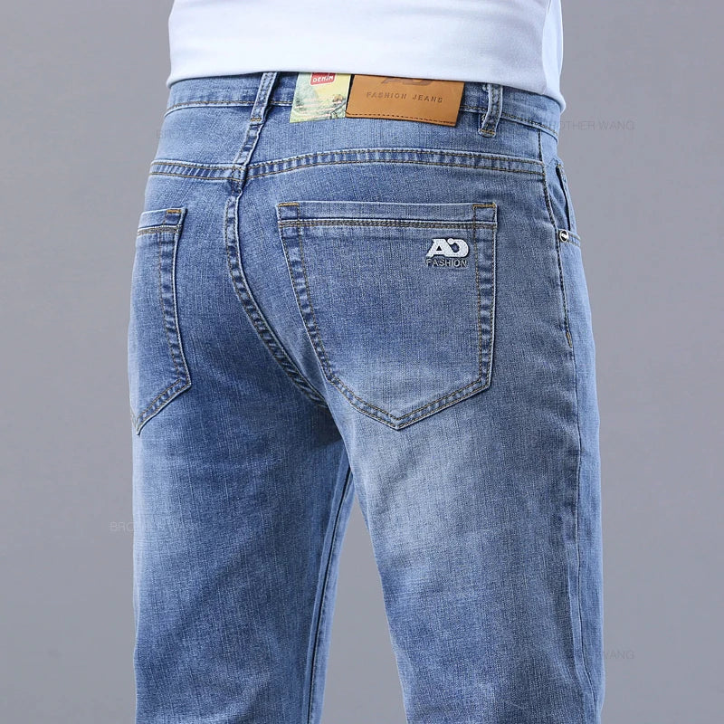 Herren Jeans Hose Hellblau Denim Straight Fit