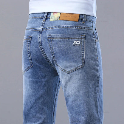 Herren Jeans Hose Hellblau Denim Straight Fit