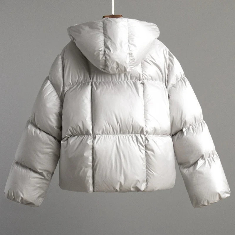 Damen Pufferjacke mit Kapuze – Kurzer Steppmantel