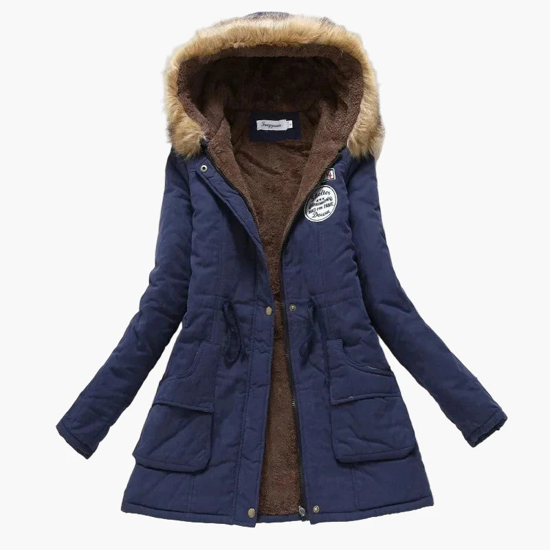 Damen Winterparka mit Kunstfellkapuze – Modischer Koreanischer Stil, Warm & Gefüttert, Alltag & Outdoor