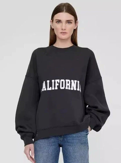 Damen Oversize Sweatshirt Rundhals Grau mit „PARIS“-Schriftzug