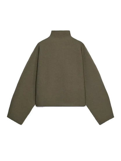 Grüne Kurzjacke mit Stehkragen und Reißverschluss