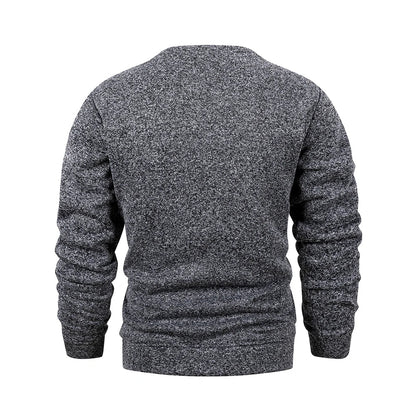 Herren Rundhals Pullover Langarm Sweatshirt Melange-Optik