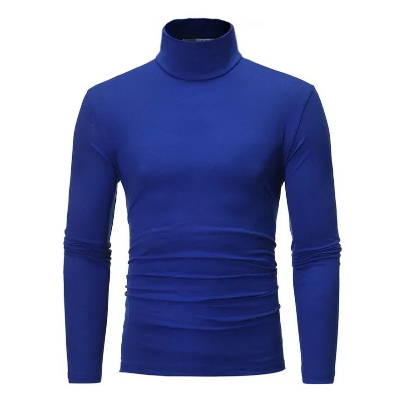 Herren Rollkragenpullover Langarmshirt Eng Anliegend
