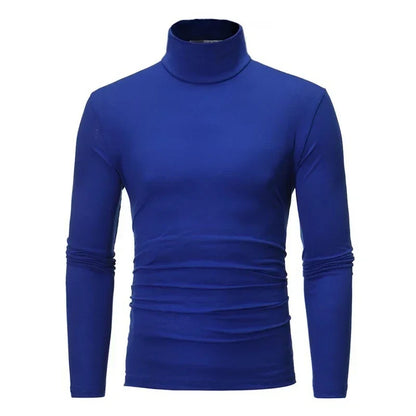 Herren Rollkragenpullover Langarmshirt Eng Anliegend